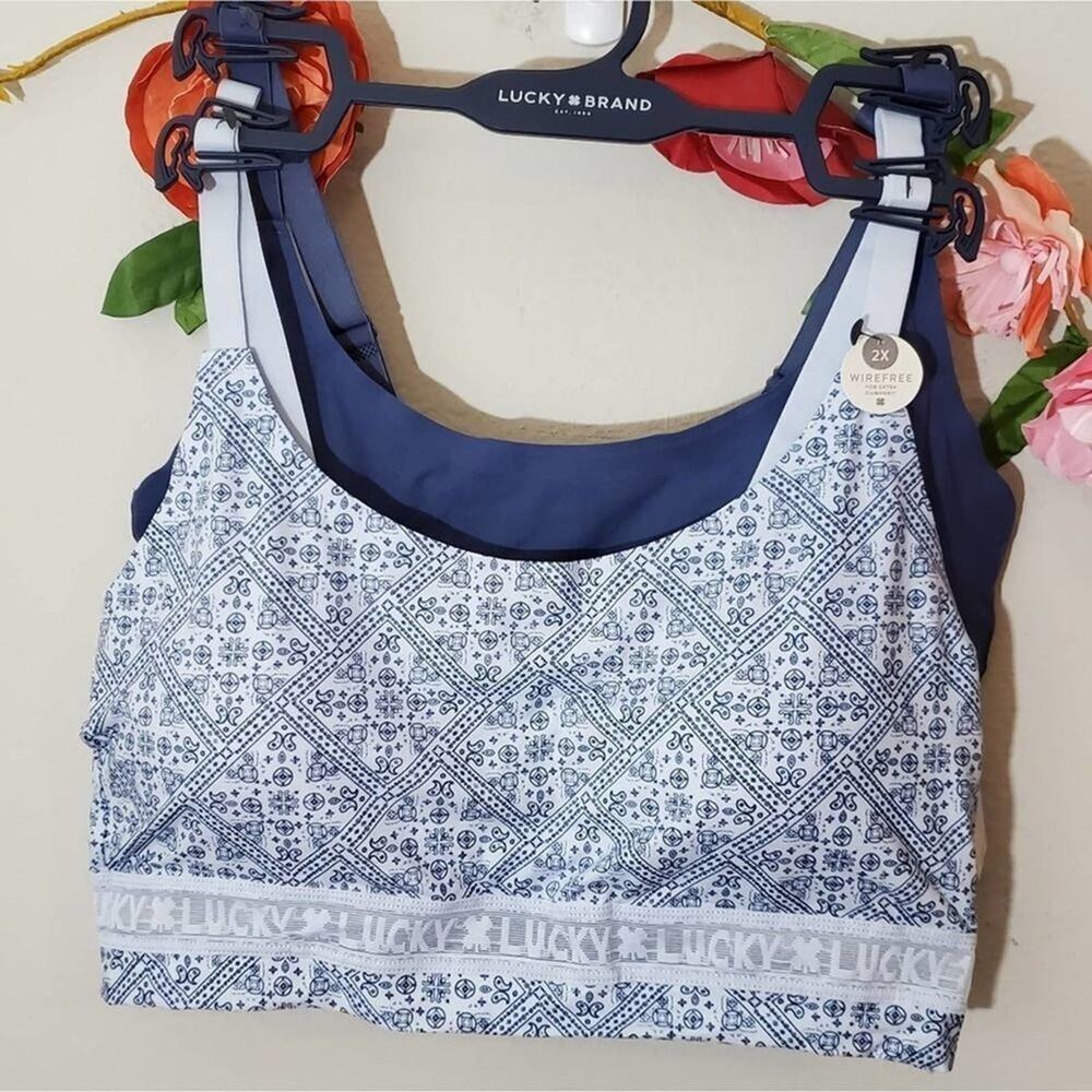 Lucky‎ brand 2pk super soft lounge wear sports Laser Cut bras plus size 2X